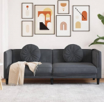 LAPOOH 372643 3-kohaline tumehall sametist diivan, Lounge diivan, Diivanid ja diivanid, Relax diivan, Diivan elutuppa, Diivan magamisfunktsiooniga, Diivan magamisfunktsiooniga