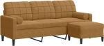 vidaXL 3-kohaline diivan koos jalgpidi k&auml;etoedega metallraamiga polsterdatud diivan elutoa jaoks Lounge diivan istumise m&ouml;&ouml;bel Modern Brown Velvet
