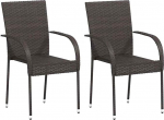 vidaXL 2X Outdoor Stacking s&ouml;&ouml;gitoolid Poly Rattan Brown Koduk&ouml;&ouml;ki istmed
