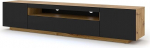 BIM Furniture Aura Lowboard TV kapp, 200 cm, rippuv v&otilde;i seisev, universaalne aluskapp, TV laud, k&uuml;ljepaneel, HiFi-laud, rippuv (Artisan Tamm ja must matt ilma LED-ita)