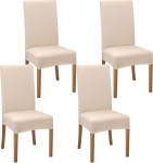 Kaket s&ouml;&ouml;gitoa toolikatted s&ouml;&ouml;gitoa jaoks, Stretch High Back eemaldatav pestav s&ouml;&ouml;gitoa kaitsja toolikate toolidekoratsioon kodu, hotelli, s&ouml;&ouml;gitoa jaoks, komplekt 4, beež valge