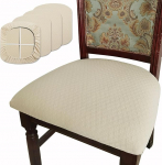 BUYUE S&ouml;&ouml;gitoa toolikatted komplekt 4, luksuslik Jacquard kangas Stretch Washable Slipcover k&ouml;&ouml;ki istme katted, beež-4 t&uuml;kki