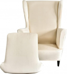 Highdi 2-osaline sametist tiibtooli kate, tugitooli visked, kaitsvad katted, elastne Stretch Tiger Chair Cover koos k&auml;etoega, k&otilde;rge seljatoega, universaalne (kreem)