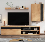 Elutoa seinakapp, TV kapp, elutoa m&ouml;&ouml;blikomplekt, TV seinakapp komplekt (komplekt, 3-osaline), TV-plaat, seisev riiul ja seinariiul, seisev ja rippuv, 140 x 35 x 39 cm (puit)