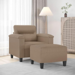 2-tig Sessel Set Cappuccino-Braun Hocker Kunstleder ausgezeichneten Platz Entspannen f&uuml;r Plaudern, Lesen, Fernsehen im Wohnzimmer