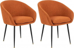 GIA Wohnm&ouml;bel Series Modernne linasest materjalist elutoatool matt musta rauast jalaga, rauavaht, oranž/&otilde;htupunane siksakiline muster (Sunset Chevron), 2 tk.
