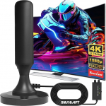 DVB-T2 Antenne mit Verst&auml;rker Innen & Au&szlig;en-Leistungsstarke Zimmerantenne f&uuml;r Fernseher 4K HD Empfang-TV Antenne mit Magnetfu&szlig; & 5m Koaxialkabel-Kompatibel mit Allen DVB-T/DVB-T2 Receivern (Must)