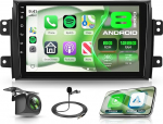 8 Core 6G+128G Android Autoradio f&uuml;r Suzuki SX4 2006-2013 FIAT Sedici 2005-2014 Wireless Carplay Android Auto, 9 Zoll Touscreen Autoradio mit Navi GPS WiFi Bluetooth FM/RDS/DSP/SWC/USB Tagfahrkamera