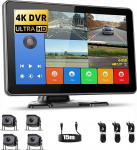 Tagurduskaamera 4 kaamera komplekt, juhtmega, 10,1-tolline IPS monitor 4K DVR koos BSD-ga, IP68 veekindel, salvestusfunktsioon, parkimise j&auml;lgimine parkimise juhtjooned veoautole / haagisele / bussile / autole, 12V-24V