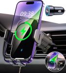 ISEYOU mobiiltelefoni hoidja auto koos laadimisfunktsiooniga, [360&deg; automaatne klamber] 15 W traadita laadimisjaam, induktiivne laadimisjaam, autolaadija tarvikud 4,7 - 6,9-tollise telefoni jaoks, iPhone 17 Samsungile