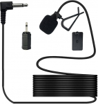 Autoraadio mikrofon 3,5 mm, &uuml;hildub Sony Kenwood Boss Alpine JVC Pioneer Panasonic GPS DVD raadioga koos klambriklambriga, 3 meetrit, 3,5 mm pistikupesa 2,5 mm pistikupesa adapteriga.