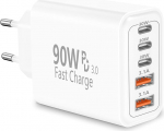 USB C laadija, Rombica 90 W 5-pordiline kiirlaadija mitu USB-C ja USB-A toiteallikat, 3PD 3.0 toiteadapteri kiirlaadija laadimise pistik iPhone 17 17 Pro Max 16 15 14 14 13 12 11, iPad, Samsung, mobiiltelefonid