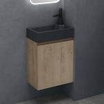 doporro Pisa02 Vannitoam&ouml;&ouml;blikomplekt Tamme Greige B x S x K: 46 x 26 x 63 cm Pesemisn&otilde;u koos aluskapiga ja valatud mineraalvalamu matt antratsiidist K&uuml;laliste tualettruumi seinakinnitusega
