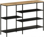 Konsolentisch 110x30x75 cm aus rauem Massivholz Mango mit Eisenbeinen schmaler Flur Beistelltisch robuste Flurm&ouml;bel Wohnzimmer Kommode stabil und dekorativ