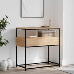 Eleganter Holzwerkstoff Konsole-Tisch mit Metallrahmen, Sonoma-Eiche, 75x40x75 cm - F&uuml;r Eingangsbereich, Wohnzimmer oder Flur Model834156