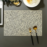 Tischset 4Er Set, Hohle geometrische Linienstruktur Platzsets f&uuml;r k&uuml;che Speisetisch Hotel, Platz-Matten, Gold, 30x45cm
