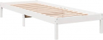 vidaXL t&auml;ispuidust voodi, puidust voodi, ekstra pikk ilma madratsita, voodiraam lamelliraamiga, &uuml;heinimesevoodi magamistuppa, valge, 90 x 210 cm, m&auml;nnipuust