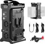 NEEWER V Mount akulaadija kahe kanaliga, V Lock koos 100W PD USB C kiirlaadimisega, DC 48V/DC24V/100W PD/D TAP v&auml;ljundid, multifunktsionaalne laadija, &uuml;hildub SmallRig NEEWER PS099E VB99, BP-2CH Proga
