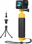 GEPULY Schwimmende Handgriffhalterung mit Mini-Stativ-Adapter, interner Speicher f&uuml;r Action-Kamera, GoPro Hero 13, 12, 11, 10, 9, 8, 7, 6, 5, 4, 3, 2 MAX/DJI OSMO/SJCAM/AKASO/Insta360, wasserdichter