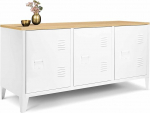 IDMarket - Madal laud 113 cm Ester 3 ust metallist valge puitpaneeliga Industrial Design