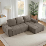 L-kujuline diivanvoodi magamisfunktsiooniga ja eemaldatava padjaga, kondita diivan koos k&auml;etugedega, kompressioonis diivan, kaasaegne &uuml;lisuur nurgadiivan, parem Chaise Longue, Taupe Right, 255 x 162 x 84 cm | kompressioonis diivan