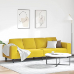 Moderne Wohnzimmer Couch Gelb 250 cm Lederoptik Sofa mit schwarzen Beinen, wetterbest&auml;ndig und atmungsaktiv f&uuml;r 4 Personen, bequem langlebig im modernen Design f&uuml;r Wohnbereich und Garten