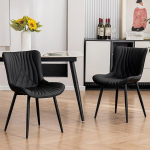 Kidol & Shellder 2 Pack kunstnahast s&ouml;&ouml;gitoolid polsterdatud Mid Century Modern k&ouml;&ouml;k s&ouml;&ouml;gitool seljatoega elutoa tool metallist jalgadega must