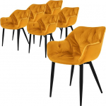 ML-Design S&ouml;&ouml;gitoolide komplekt, 6 tooli, sinepikollane, k&ouml;&ouml;gitoolid paksust sametkangast, polsterdatud iste, metalljalad, elutoa tool selja- ja k&auml;etugedega, tikitud polsterdatud tool, ergonoomiline
