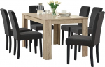 [en.casa] Elegantne ja kalgendatud tammepuust s&ouml;&ouml;gilaud koos 6 tumehalli s&ouml;&ouml;gitooliga - 140 x 90 cm