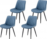 Garvis s&ouml;&ouml;gitoa toolid, komplekt 4, polsterdatud toolid istmepadjaga, kunstkangas, k&ouml;&ouml;gitool, elutoa tool, garderoobitool, ergonoomiline tool (taevasinine)