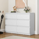 YITAHOME puidust kapp magamistoas 6 sahtlit magamistoas koos jooksjatega magamistoam&ouml;&ouml;bel magamistoas ladustamine kaasaegne magamistoakapp &ouml;&ouml;kapp 100 x 30 x 70 cm (valge)