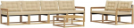 Outdoor-Sitzgruppe 7-teilig aus Akazienholz, Modulares Garten-Lounge-Set mit Tisch und Polstern, Sitzgruppe f&uuml;r Terrasse und Garten, modulare Gartenm&ouml;bel