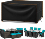Katta aiam&ouml;&ouml;bel talvekindel veekindel 420D Oxfordi kangast Presenter aiam&ouml;&ouml;bel aia laudade jaoks Patio m&ouml;&ouml;bel v&auml;ljas laud Ristk&uuml;likukujuline must 190 x 140 x 90 cm
