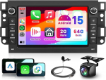 Hodozzy 2G + 64G autoraadio Chevrolet Aveo Captiva Epica Holden Daewoo Pontiacile koos Carplay Android autoga, 7-tolline puuteekraaniga autoraadio koos navigatsiooniga WiFi Bluetooth FM / RDS raadio DSP SWC tagurduskaameraga