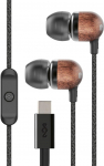 Marley House of Smile Jamaica USB-C juhtmega k&otilde;rvaklapid 9,2 mm juhiga - j&auml;tkusuutlikud juhtmega k&otilde;rvaklapid, takistuseta, sisseehitatud mikrofon muusika ja k&otilde;nede jaoks, must allkiri