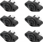 Sourcing map 6 Pin S-Video Mini DIN Female Female Female Plug Paneelipesa jootmisadapter audio/signaalipistiku jaoks, 6 t&uuml;kki, must