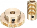 sourcing map Worm Gear Set - 0.5 Module, 60:1 Reduction Rate, 5mm Hole Diameter, Gear Shaft and 6mm Hole Diameter, 60T Drive Gearbox (Brass)