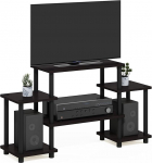 Furinno Turn-N-Tube No Tools Entertainment Center, Dark Walnut, Round, Square Corner