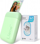 Liene Pearl K100 Photo Printer Smartphone, Portable Instant Print Printer with 50 Zinc Adhesive Paper, Bluetooth 5.0, Compatible with iOS/Android, Small Photo Printer for iPhone (Green)