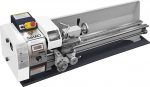 1200 W Mini metallsirkulaator 220 x 750 mm Minilaud metallist hammasratas koos t&ouml;&ouml;riistahoidja ja keskosa hoidjaga, kiiruse n&auml;idik, muutuva kiirusega 0-3000 p/min (harja mootor)