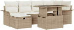 Rantry 7-teiliges Garten Sofa Set mit Kissen Beige Poly Rattan Gartenlounge Model3359678