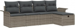 Rantry 5-teiliges Garten Sofa Set mit Kissen Grau Poly Rattan Gartenlounge Model3358858