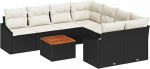 9-teiliges Garten-Sofa-Set mit Kissen Schwarz Poly Rattan Akazie Gartenlounge Model3356479
