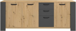 Buffet Loft - Decor Chene Artisan ja melamiinhall varjualune - 3 ust ja 3 sahtlit - L 220 x S 52 x K 86,5 cm - Parisot