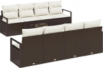 9-teiliges Garten Sofa Set mit Kissen Braun Poly Rattan Gartenlounge Model3346308