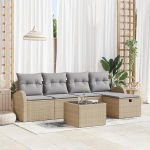 Rantry 6-teiliges Garten Sofa Set mit Kissen Beige Poly Rattan Gartenlounge Model3359069