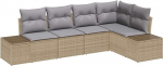 Rantry 5-teiliges Garten Sofa Set mit Kissen Beige Poly Rattan Gartenlounge Model3347060