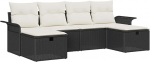6-teiliges Garten-Sofa-Set mit Kissen Schwarzes Poly-Rattan Gartenlounge Model3358916