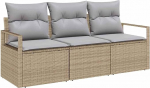 Rantry 3-teiliges Garten-Sofa-Set mit Kissen Beige Poly Rattan Gartenlounge Model3346240