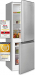 Exquisit Fridge and Freezer Combination KGC232-60-E-040E Silver | Standing Unit | 173 L Volume | Silver | LED Light | Door Hinge Changeable | Vegetable Compartment | Glass Shelves | Cooling and